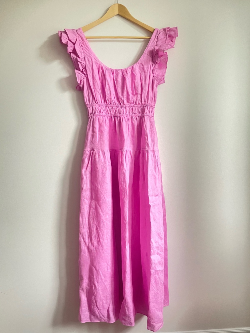 Ever New Pink Ruffle-Shoulder Linen Maxi Dress